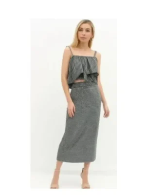 Green Checked Skirt Dress