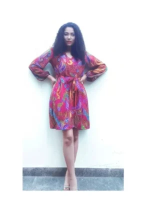 Short Dress printed pink