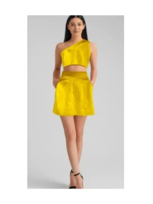 Valvet yellow Short Skirt